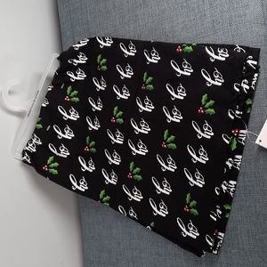 Ho Ho Ho Holly Kitchen Dish Towel Black Cotton Washable Pretty Urban Nwt